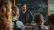 © Curioposs - Male Teacher Illustrates Complex Physics Principles to Attentive Students