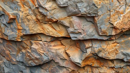 Wall Mural - The image is of a rocky cliff with a lot of texture and a reddish-brown color