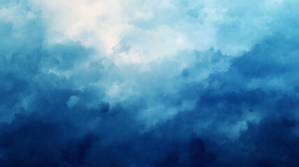 Wall Mural - A blue sky with clouds and a brush stroke of blue