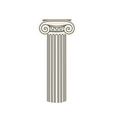 Wall Mural - Ancient column, architectural detail made of white marble or gypsum, greek antique architecture element, sculpture, ornament, roman pillars vintage construction on background flat vector illustration.