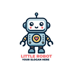 Wall Mural - Cute Little Robot Logo Design