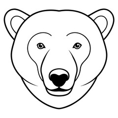 Poster - 
polar bear head vector line art and silhouette illustration