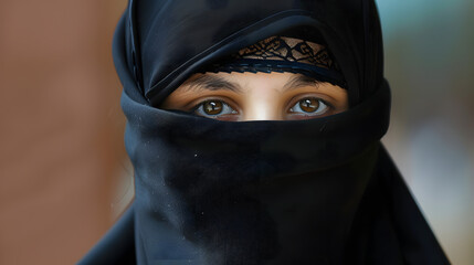 portrait of a muslim girl in niqab