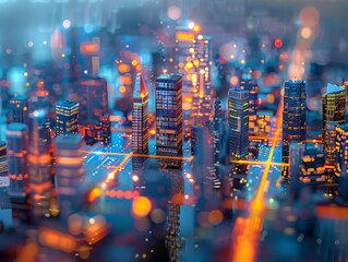 Poster - ai driven intelligent city skyline showcasing real time data visualization for urban planning and ma