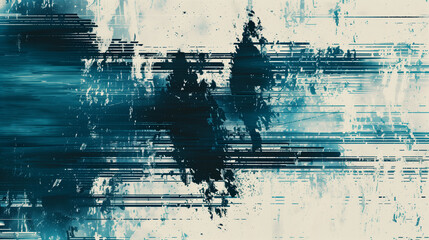 Wall Mural - Glitch texture. Old film overlay. Blue white analog noise dust scratches stains lines distressed grunge dark illustration abstract background.