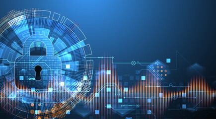Fototapete - Secure digital background. Virtual confidential, programming protection. Hand drawn vector.