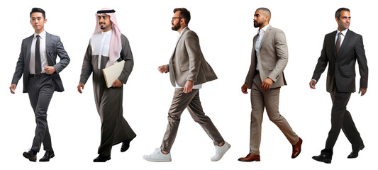 Wall Mural - Diverse business people walking set