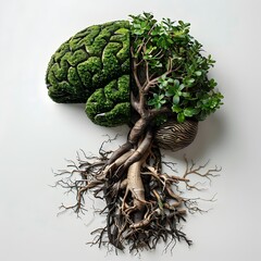 Wall Mural - Botanical Brain   Organic Roots and Branches Merging Biology with the Natural World  Brain Concept