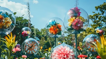 Fototapete - Digital technology stained glass plant flowers poster background