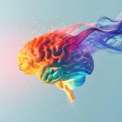 Poster - Vibrant and Colorful Pathways Highlighting Neural Connections and Cognitive Functions of the Brain