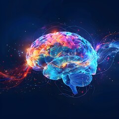 Poster - Vibrant Neural Pathways Highlighting Brain s Cognitive Functions and Connections