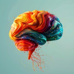 Poster - Vibrant and Colorful Neural Pathways Highlighting Cognitive Functions and Connections in the Brain