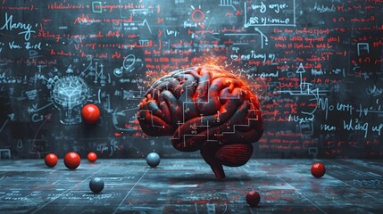 Poster - Analytical Brain Concept Illustrated with Mathematical Equations and Formulas