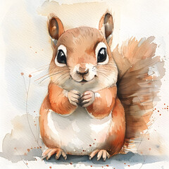 Wall Mural - Watercolor painting of rodent with whiskers on white background