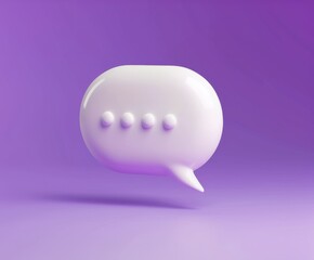 Poster - 3D white speech bubble icon floating on a purple background