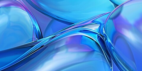 Blueish macro minimalist holographic background, smooth forms, shapeless, glass aspect ratio 2:1 , banner, website