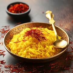 Wall Mural - Fresh healthy saffron rice