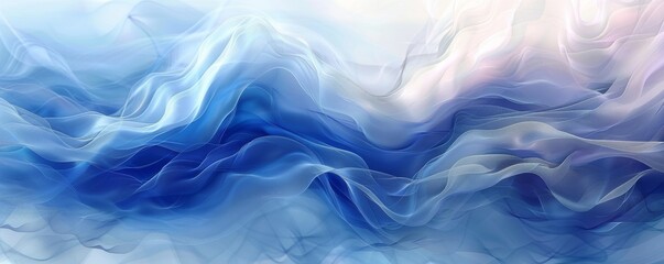 Poster - abstract blue background with dynamic white lines creating a wave-like pattern
