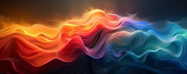 Poster - abstract gradient waves on a black background showcasing vibrant colors and flowing motion