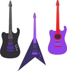 Sticker - Three Electric Guitar Elements on Png Background.