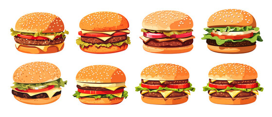 Wall Mural - aesthetic vector illustration hamburger set