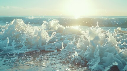 Wall Mural - Blue waves reach the horizon under a blue sky