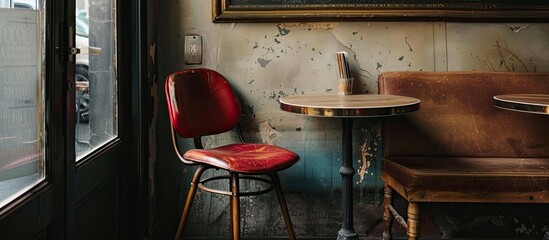 Poster - Chair , vintage, cafe, style and interior. with copy space image. Place for adding text or design