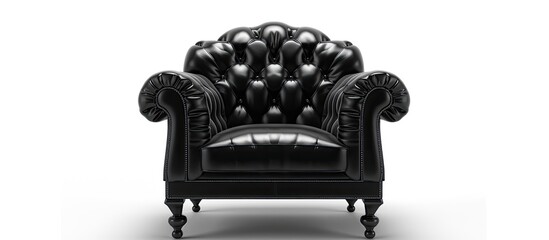 Aufkleber - Classic  big black leather armchair isolated on white background with clipping path. with copy space image. Place for adding text or design