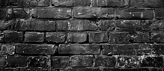 Leinwandbilder - Black and white brick wall texture background or wallpaper abstract paint to flooring and homework . with copy space image. Place for adding text or design