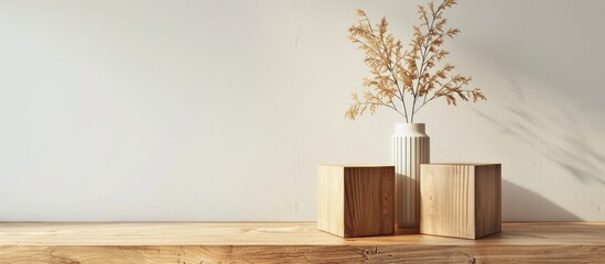 Aufkleber - Modern furniture set, wooden table , wooden dawer box on white background . with copy space image. Place for adding text or design