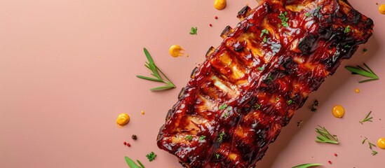 Poster - Chicken ribs Isolated on pastel background  Food  Isolated. with copy space image. Place for adding text or design