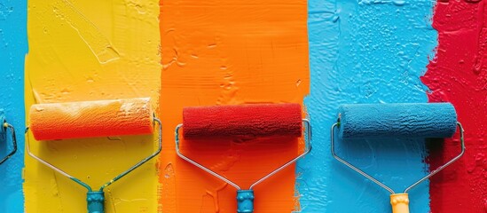 Poster - Painting the house. Paint Rollers. with copy space image. Place for adding text or design