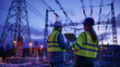 © mister - Two engineers working on a power plant in the evening.