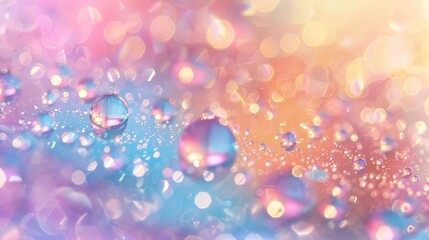 Wall Mural - Colorful bokeh lights against abstract rainbow glitter blur