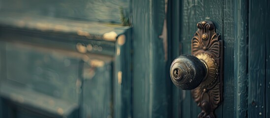 Poster - door knob, selective focus. with copy space image. Place for adding text or design