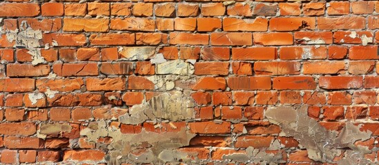 Aufkleber - Old brick wall, natural broken pattern. Interior design ideas. with copy space image. Place for adding text or design