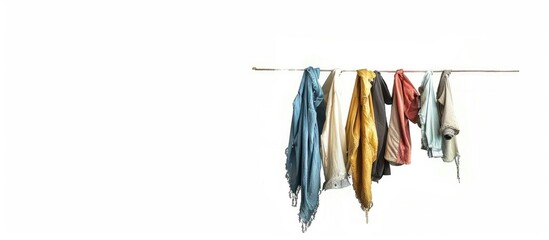 Poster - Clothes hanging isolated on white background. with copy space image. Place for adding text or design
