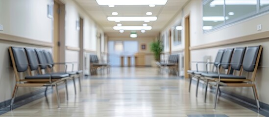 Aufkleber - blur image of hospital office room with table and chairs for background usage. with copy space image. Place for adding text or design