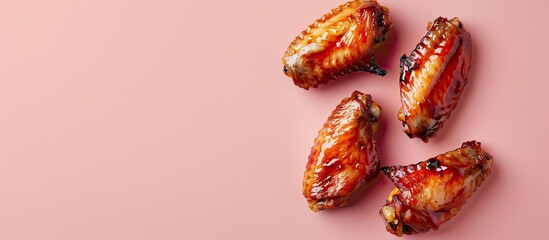 Aufkleber - Baked chicken wing Isolated on pastel background Food. with copy space image. Place for adding text or design
