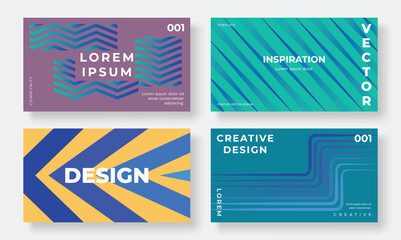 Sticker - Set of template background design vector. Collection of creative abstract gradient vibrant colorful perspective 3d geometric shape background. Art design for business card, cover, banner, wallpaper.