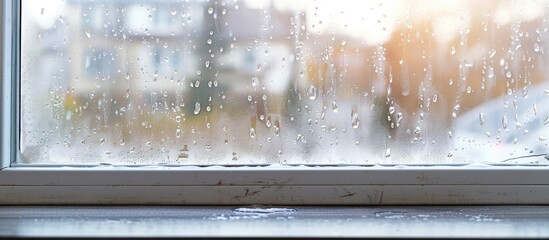 Poster - Closeup shot of plastic vinyl window with aeration. with copy space image. Place for adding text or design