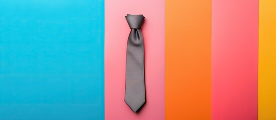 Poster - gray gift tie on colorful background pastel background. with copy space image. Place for adding text or design