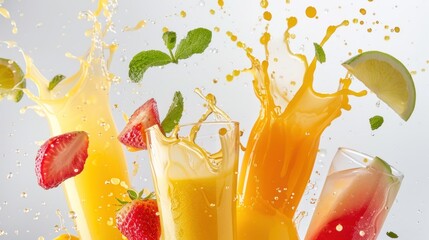 Wall Mural - Fresh Fruit Juice Splashes