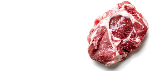 Fototapete - Pork shoulder meat, isolated on white background. Copy space image. Place for adding text or design