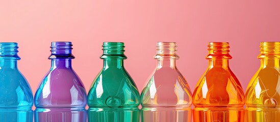 Aufkleber - multicolored pet preforms for plastic bottles. Copy space image. Place for adding text or design