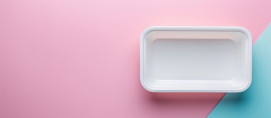 Aufkleber - Empty white plastic food container.  pastel background. with copy space image. Place for adding text or design