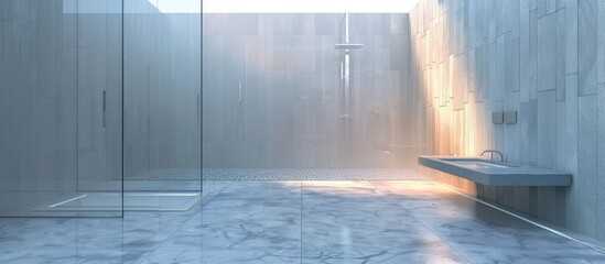 Aufkleber - Modern tile and glass shower. with copy space image. Place for adding text or design