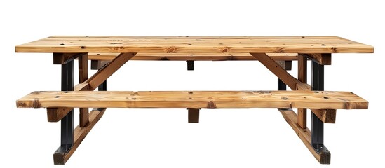 Aufkleber - Standard table with benches on either side of the table isolated on white background. This has clipping path. with copy space image. Place for adding text or design