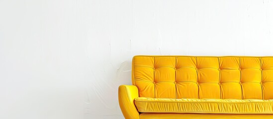 Poster - yellow sofa isolated on white background. with copy space image. Place for adding text or design