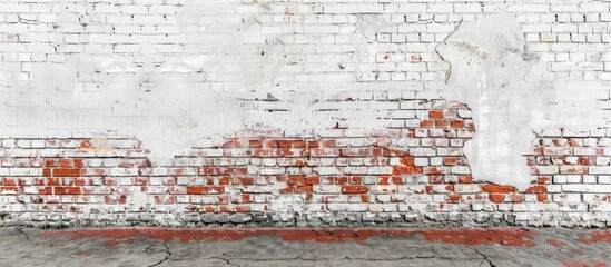 Poster - Old Rough Red Brick Wall With Whitewash Vertical Background Texture. with copy space image. Place for adding text or design